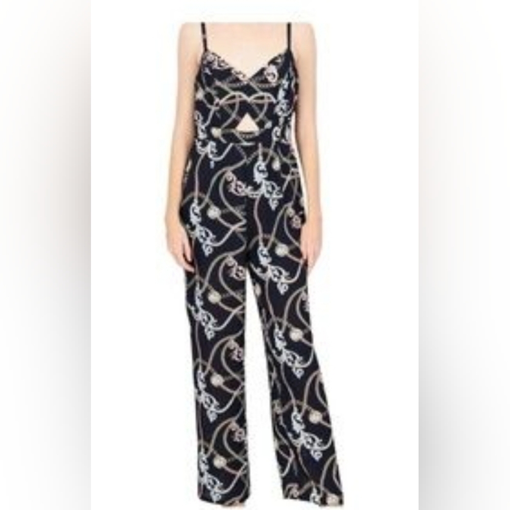 Navy Keyhole Floral Jumpsuit